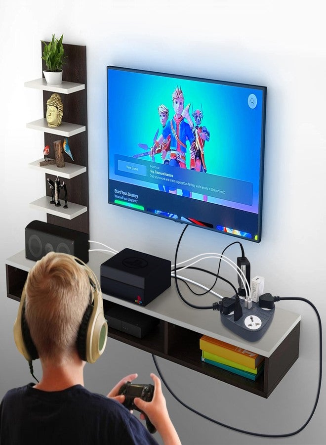 ADDMAX لوحة تمديد ADDMAX مع منفذ USB | 6 منافذ طاقة، منفذي USB + منفذ Type-C واحد | سلك متين بطول 1.8 متر | سلك تمديد متعدد المقابس 10 أمبير 220 فولت | شريط طاقة مقاوم للحريق للمنزل والمكتب والكمبيوتر المحمول - رمادي - Image 4